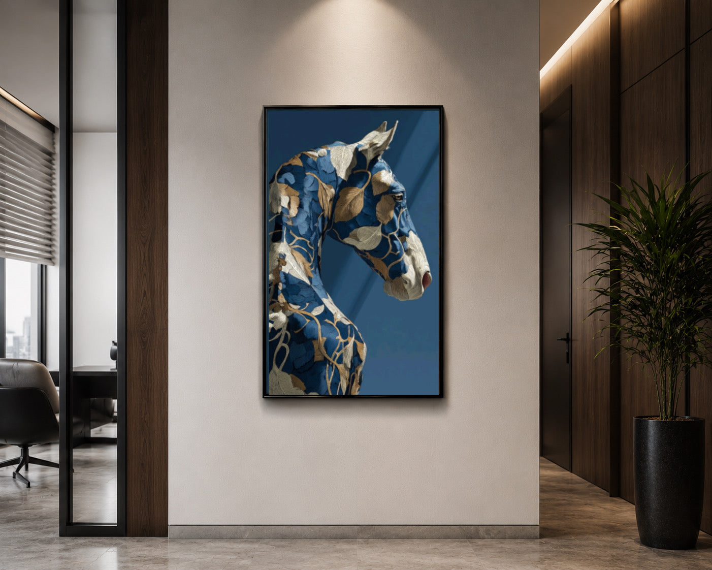 Blue Shadow Horse Canvas Wall Art – Horse Modern Decor
