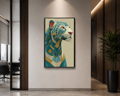 Blue Leopard Canvas Wall Art – Modern Wildlife Portrait