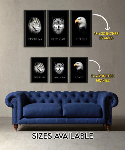 Discipline. Execution. Focus. – Motivational Animal Wall Art Set