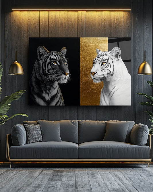 White and Black Leapords Wall Art