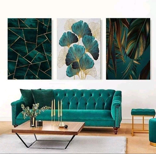 Green Abstract (3panel) | Wall Art