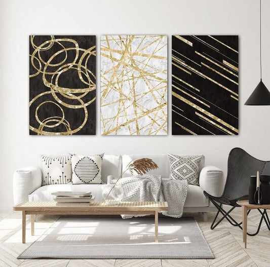 Black Abstract (3panel) | Wall Art