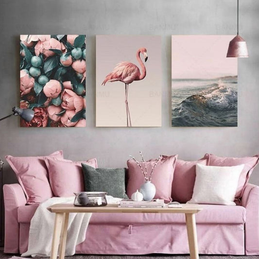 Flamingo (3panel) | Wall Art