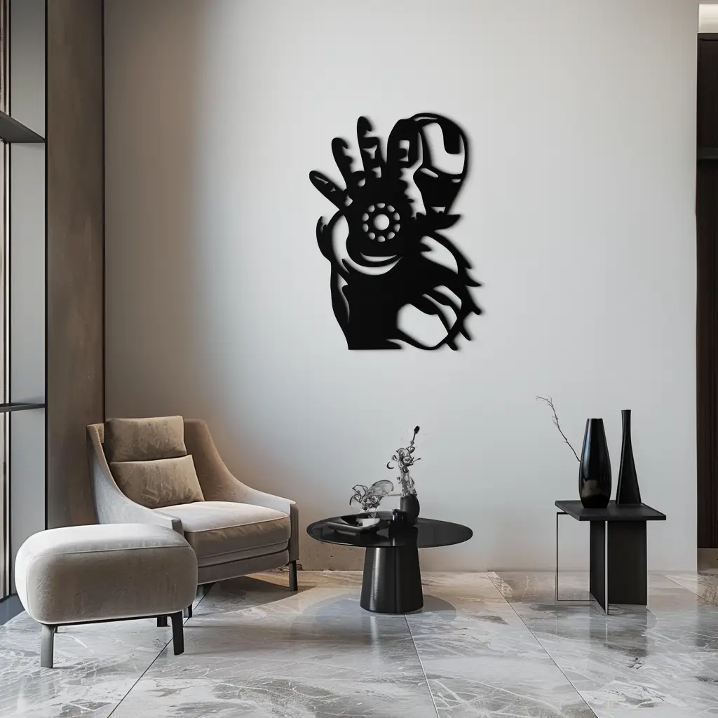 Iron Man Hand Gesture Silhouette Metal Wall Art