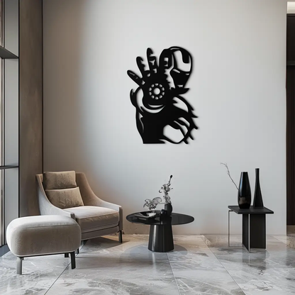 Iron Man Hand Gesture Silhouette Metal Wall Art