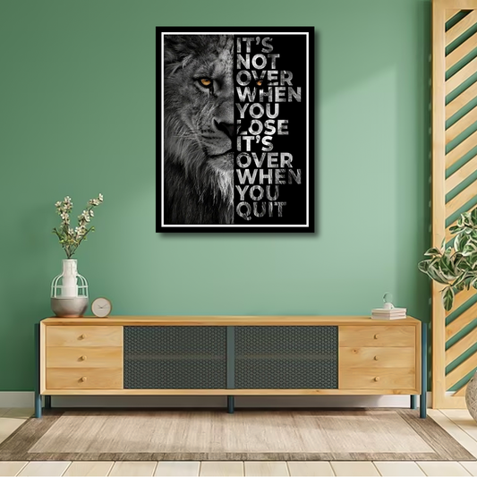 Modern Lion Motivational Quote Canvas Frame | Wall Art