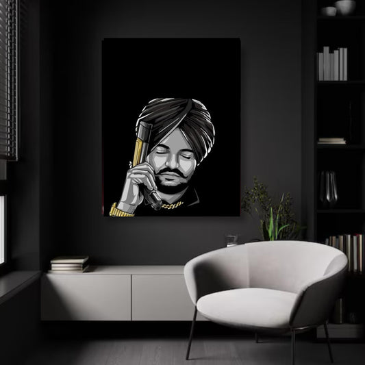 Sidhu Moosewala Armed Pose - Realistic Print 1