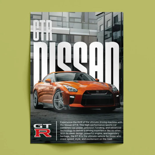 Orange Nissan GTR Wall Poster