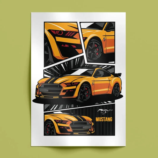 Ford Mustang Illustration Wall Poster