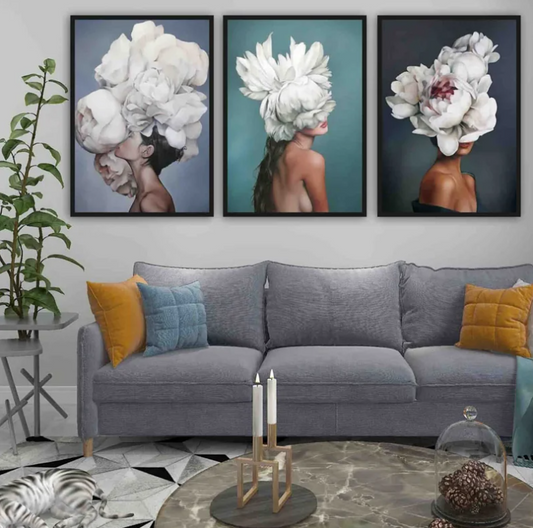 FLORAL TRIO ART – 3 PANEL SET
