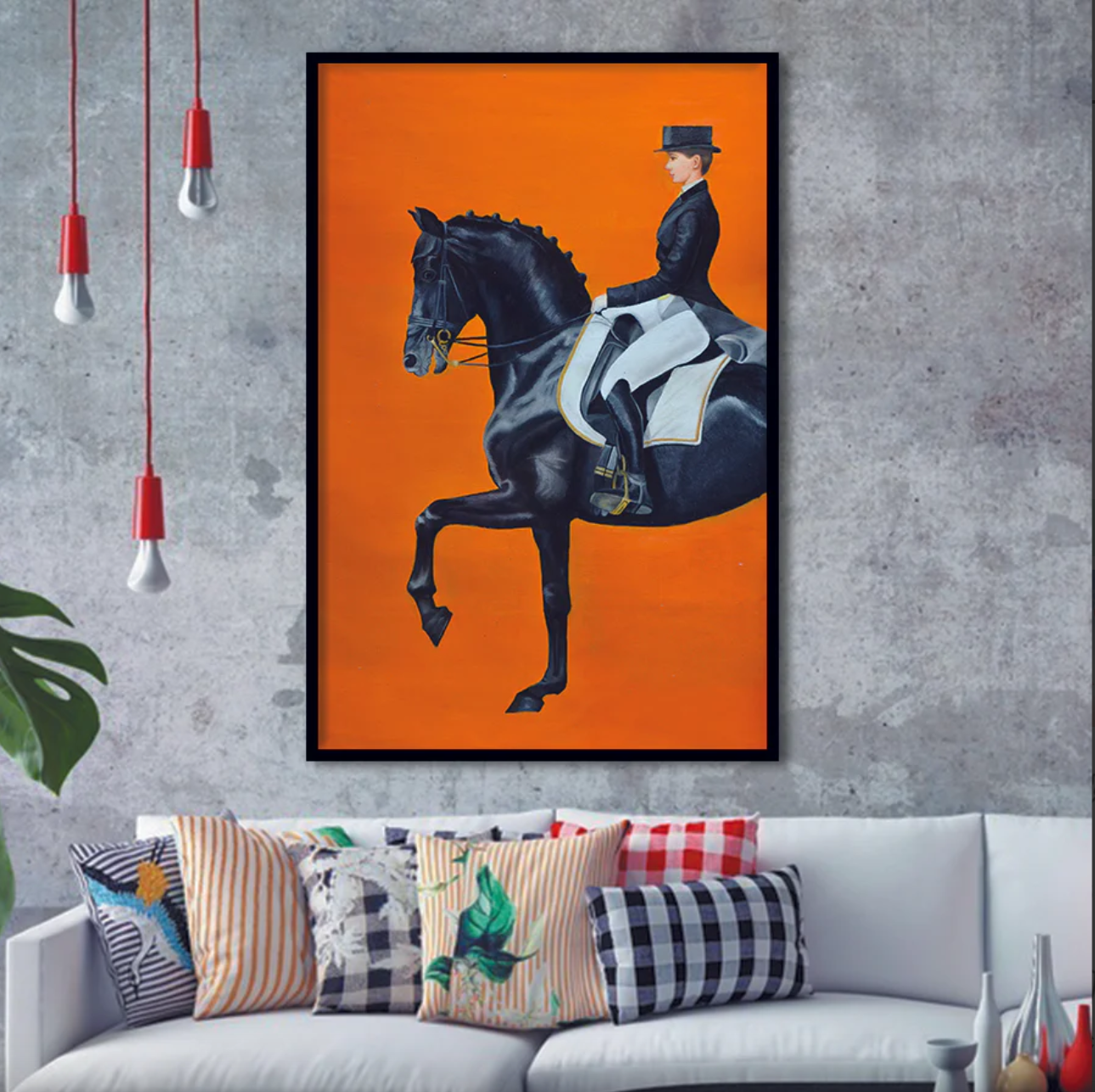 Orange Horse Running Wall Art l Wall Art