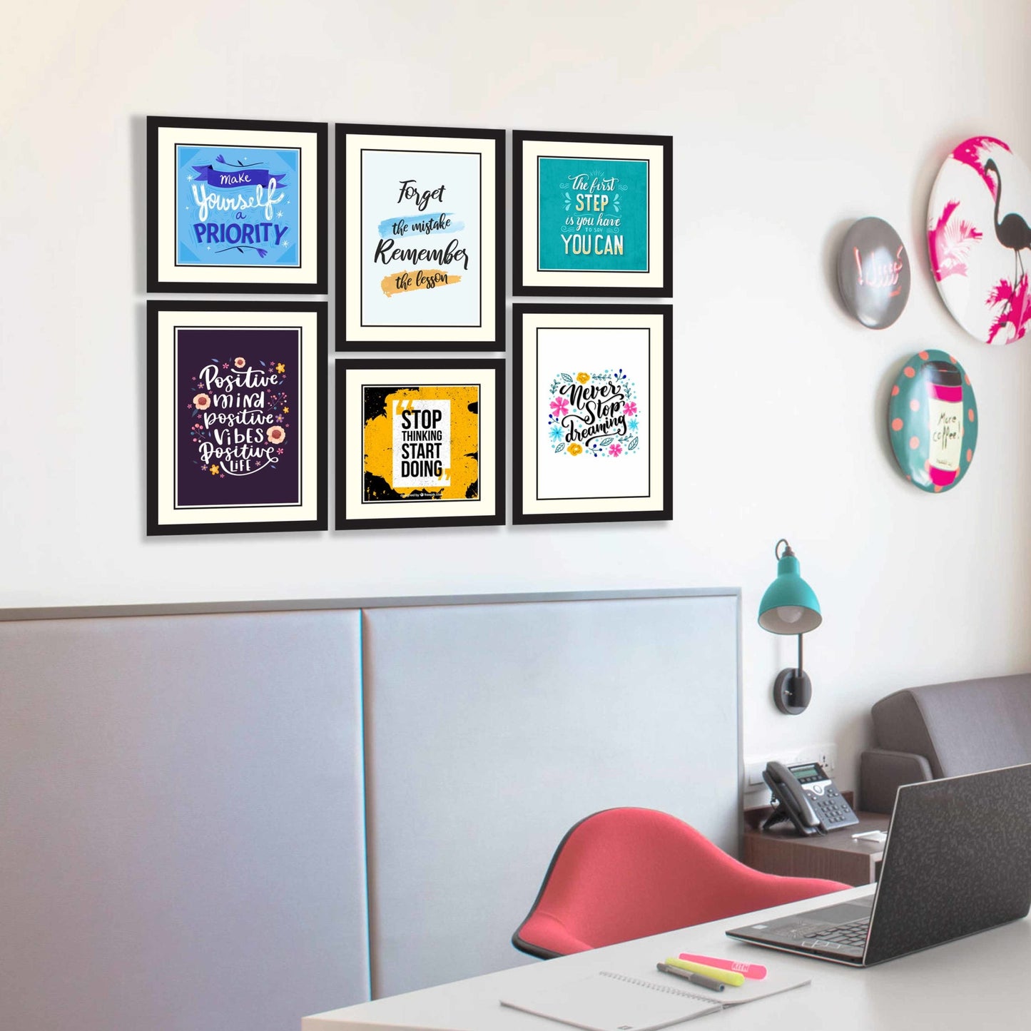 Motivational Wall Frames Decor Setup