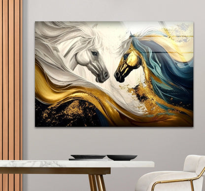 Majestic Gold Horses Wall Art – Luxury Abstract Equine | Wall Art
