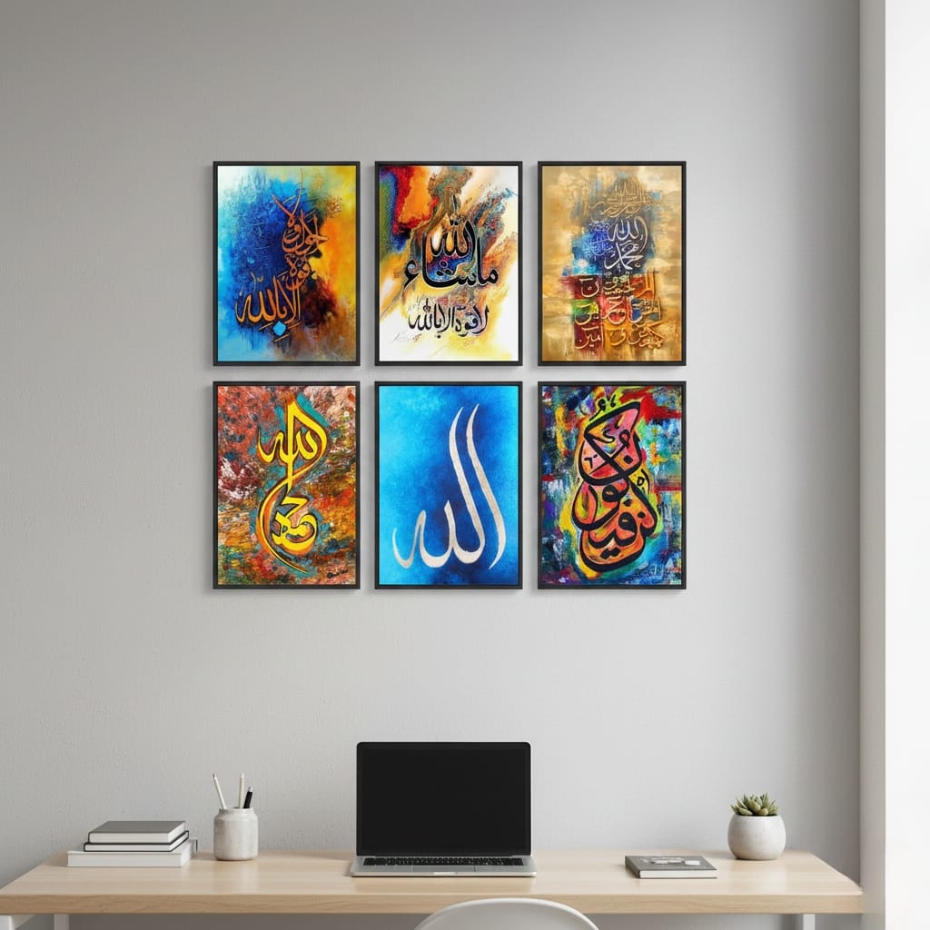 ISLAMIC FRAMES SETUP DECOR- 6 PANEL ART