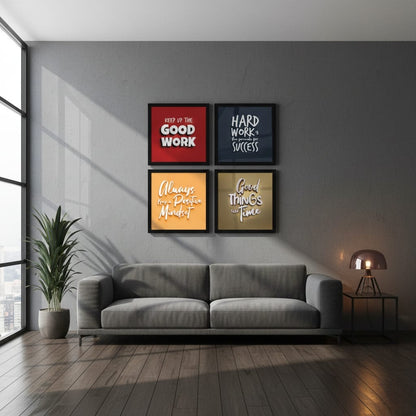 Colorful Typography Motivational Quotes (4 Panel) Wall Art