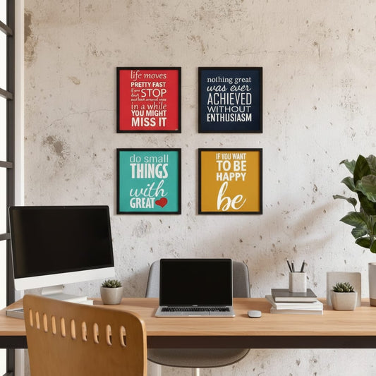 Colorful Typography Motivational Quotes (4 Panel) Wall Art