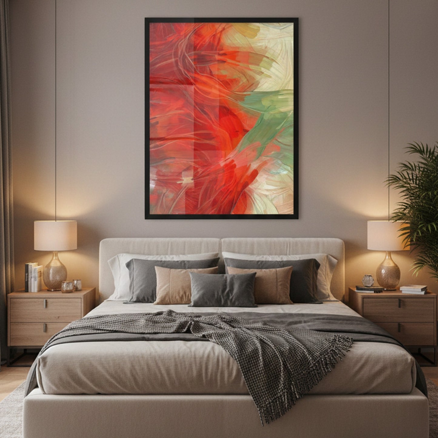 Red Minimal Abstract Canvas Frames | Wall Art