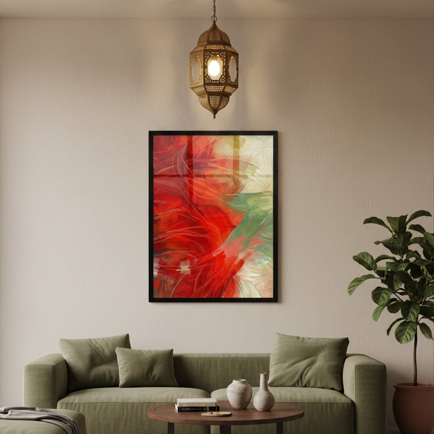 Red Minimal Abstract Canvas Frames | Wall Art