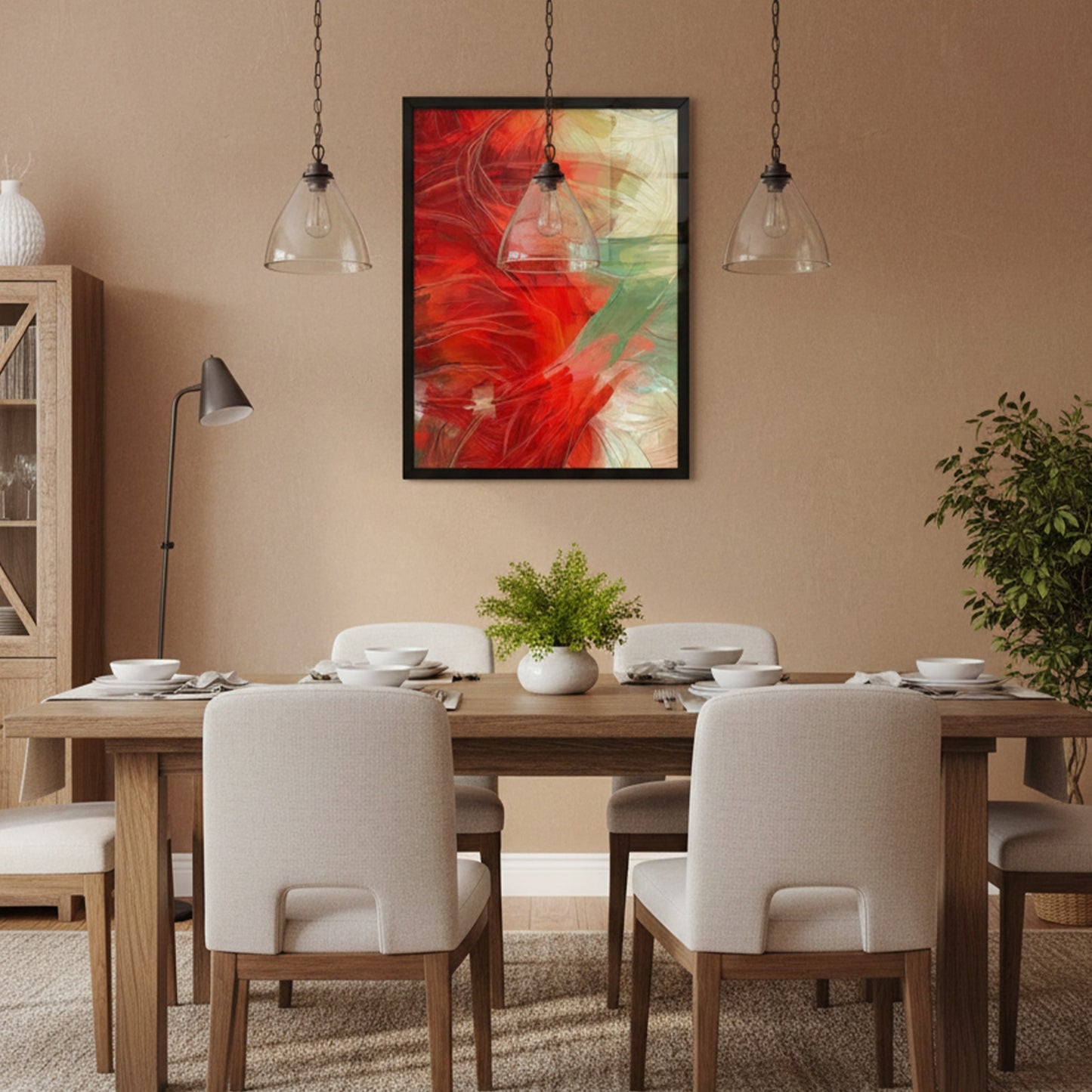 Red Minimal Abstract Canvas Frames | Wall Art