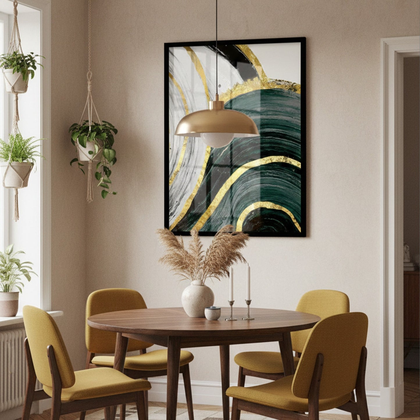 Modern Green Gilt Wall Abstract Canvas | Wall Art