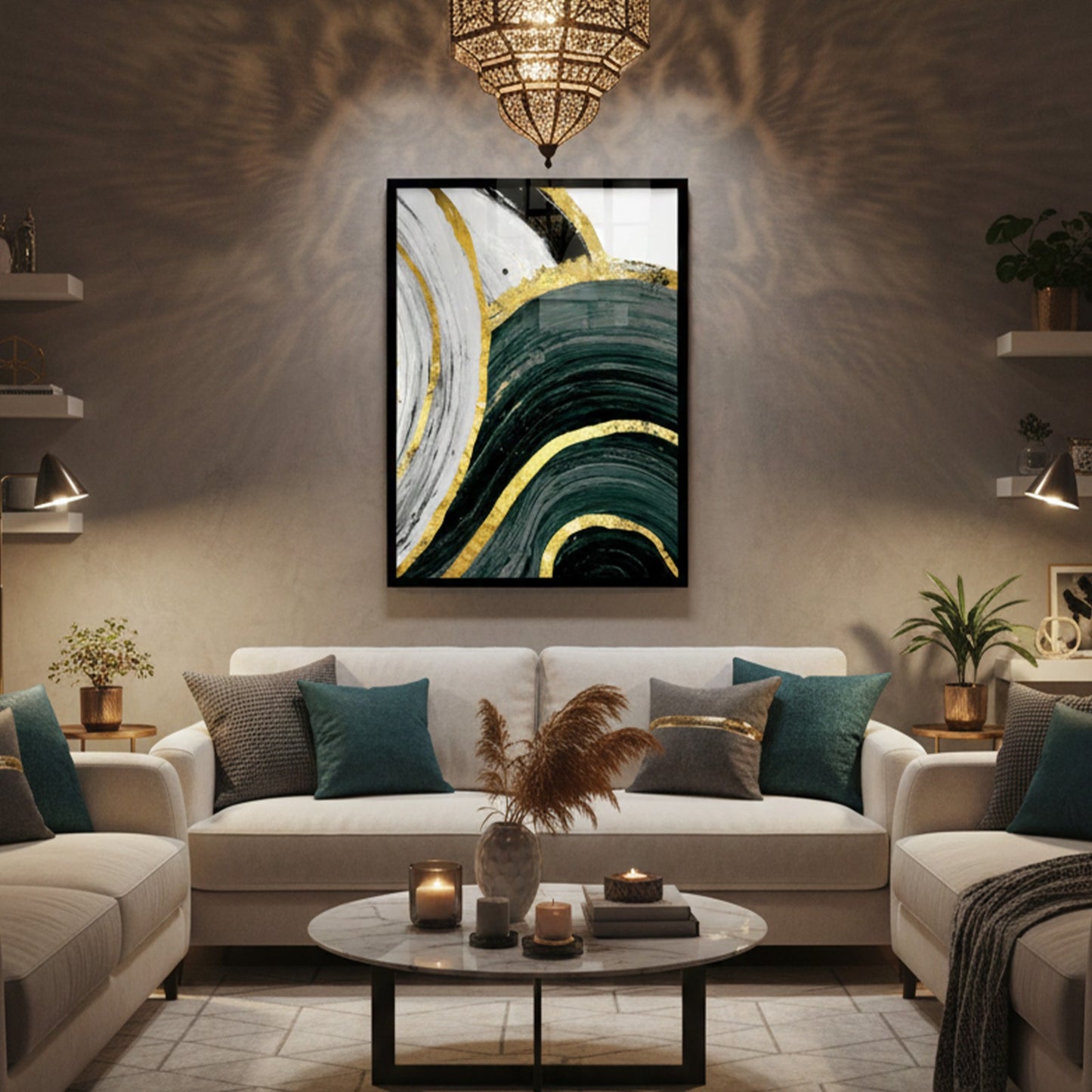 Modern Green Gilt Wall Abstract Canvas | Wall Art