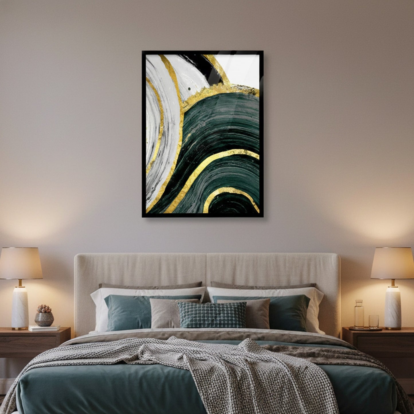 Modern Green Gilt Wall Abstract Canvas | Wall Art