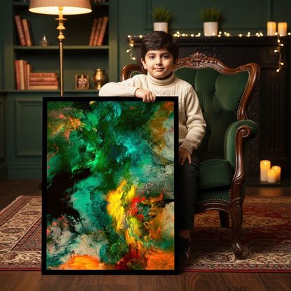 Green orange Mist Abstract | Wall Art