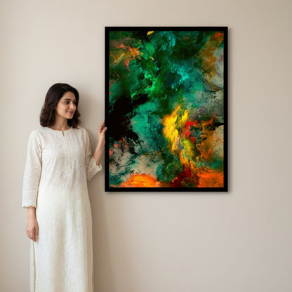 Green orange Mist Abstract | Wall Art