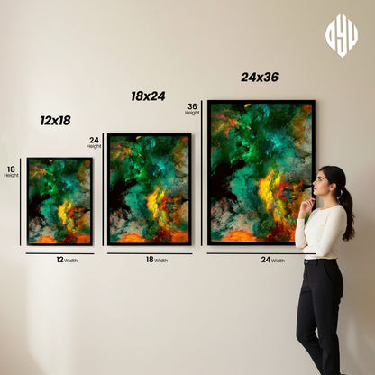 Green orange Mist Abstract | Wall Art