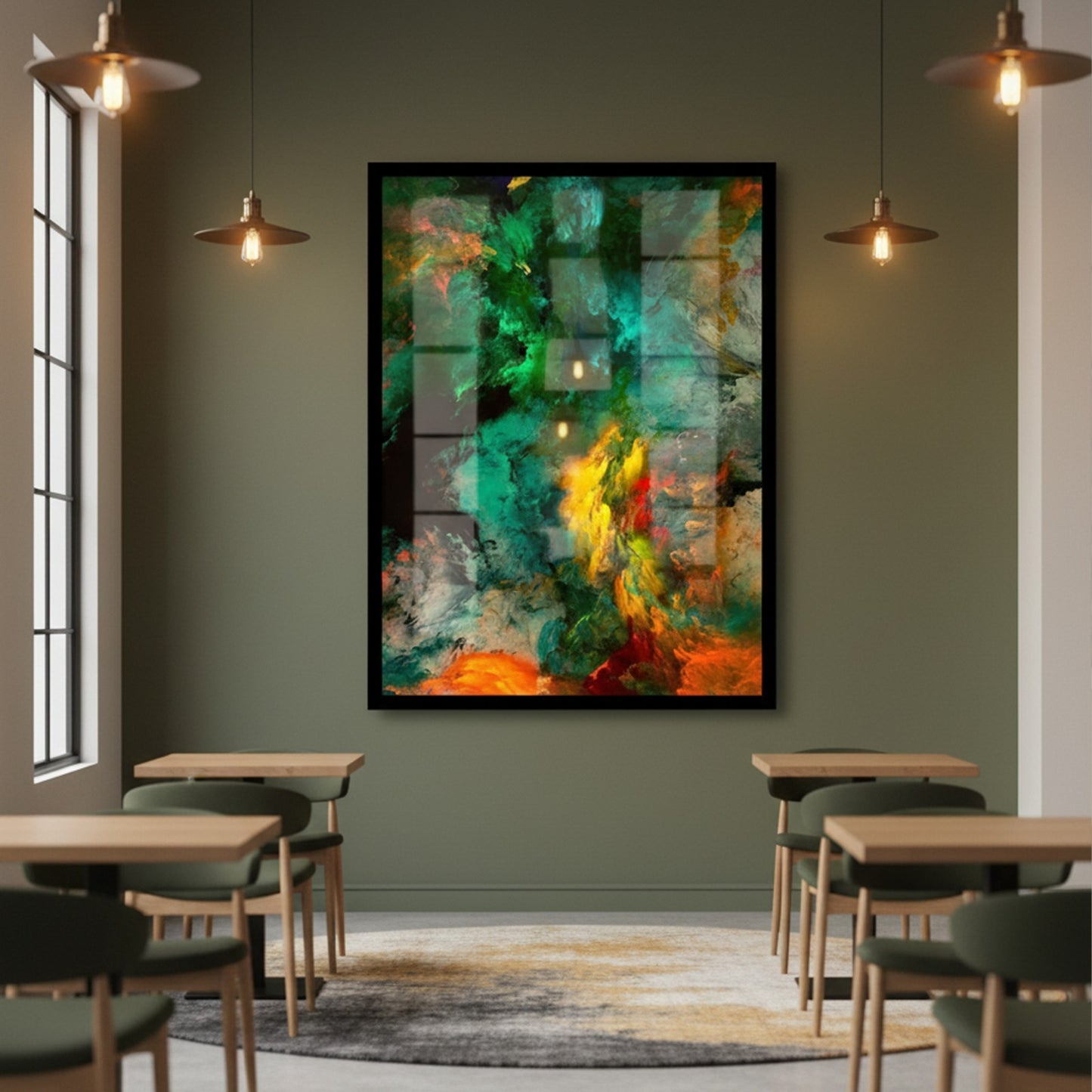 Green orange Mist Abstract | Wall Art