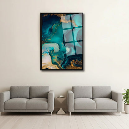 Blue Gold Marble Canvas Frames | Wall Art