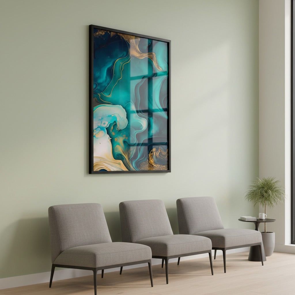 Blue Gold Marble Canvas Frames | Wall Art