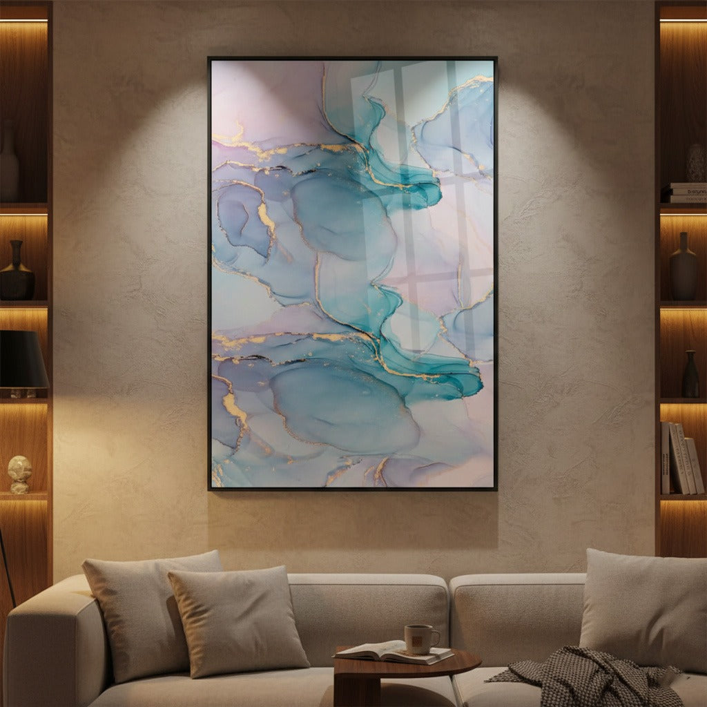 Swirled Pastel Gold Inkscape Water Canvas | Wall Art