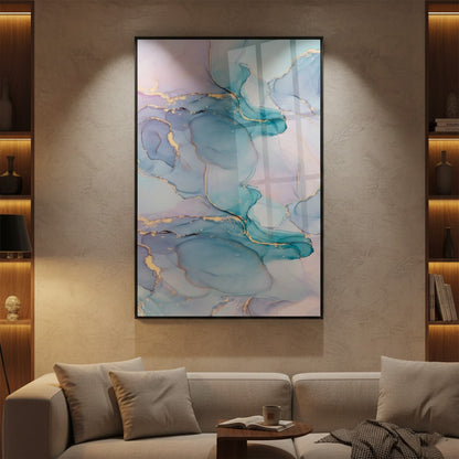 Swirled Pastel Gold Inkscape Water Canvas | Wall Art