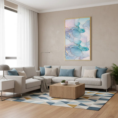 Swirled Pastel Gold Inkscape Water Canvas | Wall Art