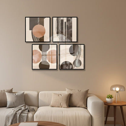 Modern Minimalist Abstract Geometric (4panel) Wall Art