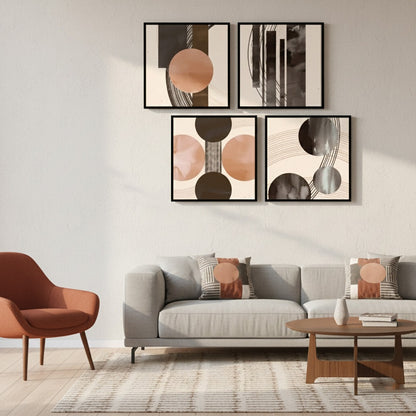 Modern Minimalist Abstract Geometric (4panel) Wall Art