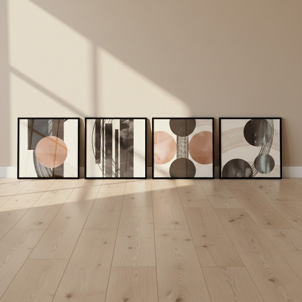 Modern Minimalist Abstract Geometric (4panel) Wall Art
