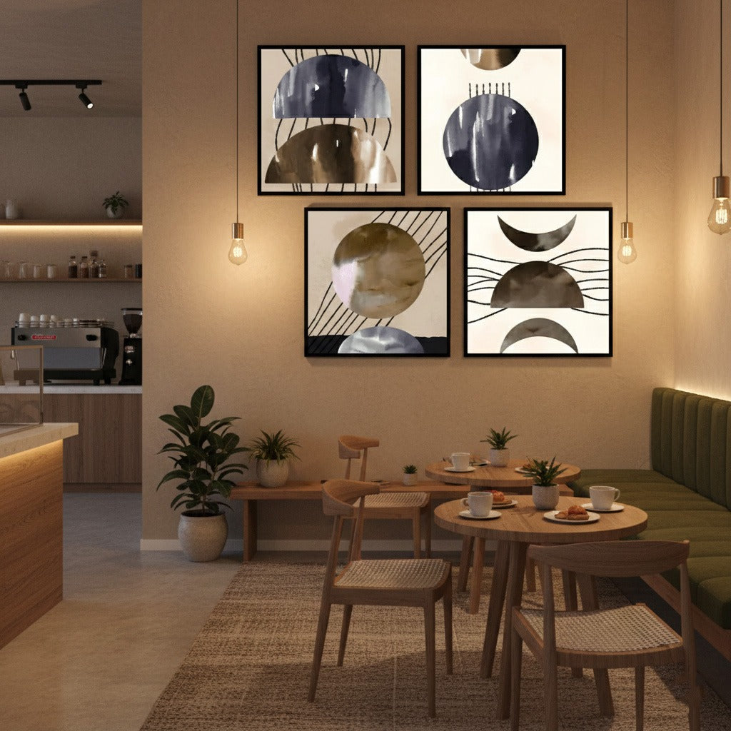 Black and Beige Minimalist (4panel) Wall Art