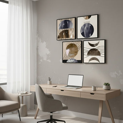 Black and Beige Minimalist (4panel) Wall Art