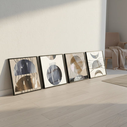 Black and Beige Minimalist (4panel) Wall Art