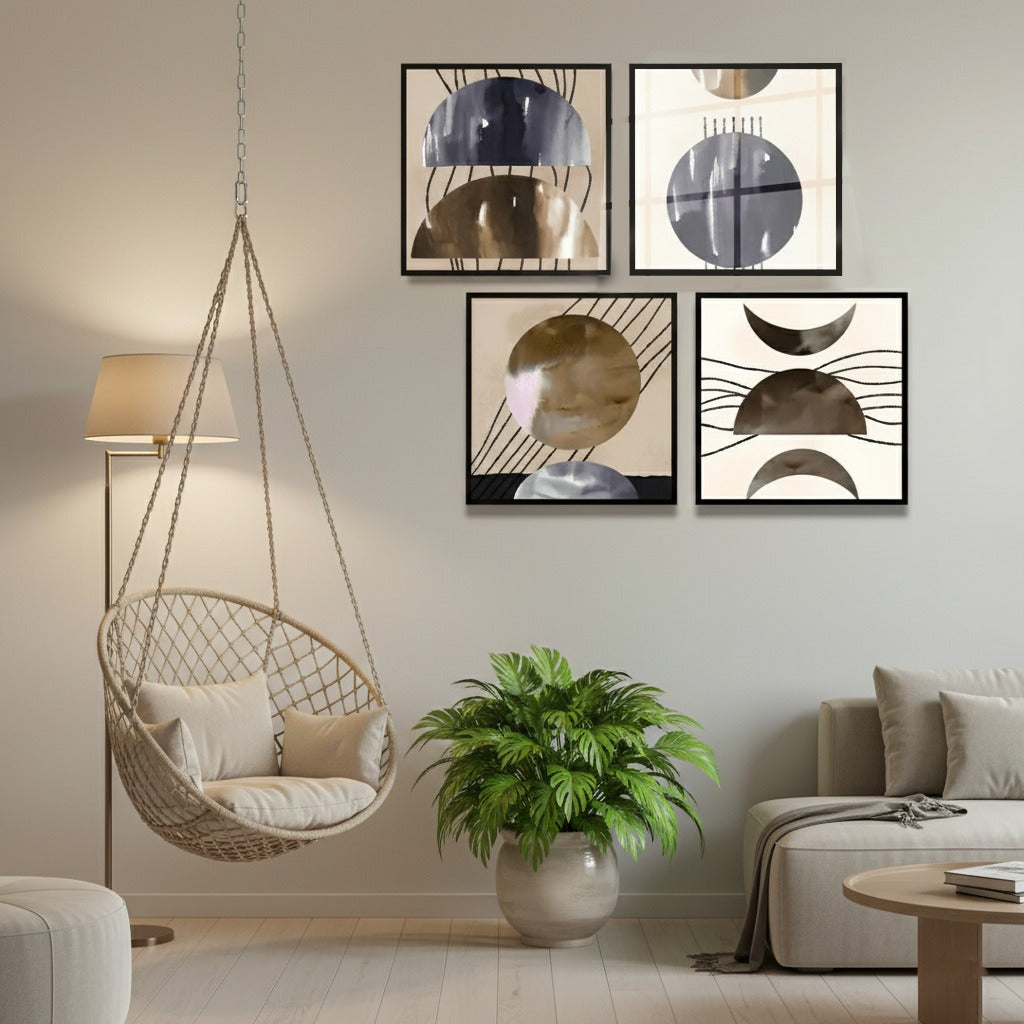 Black and Beige Minimalist (4panel) Wall Art