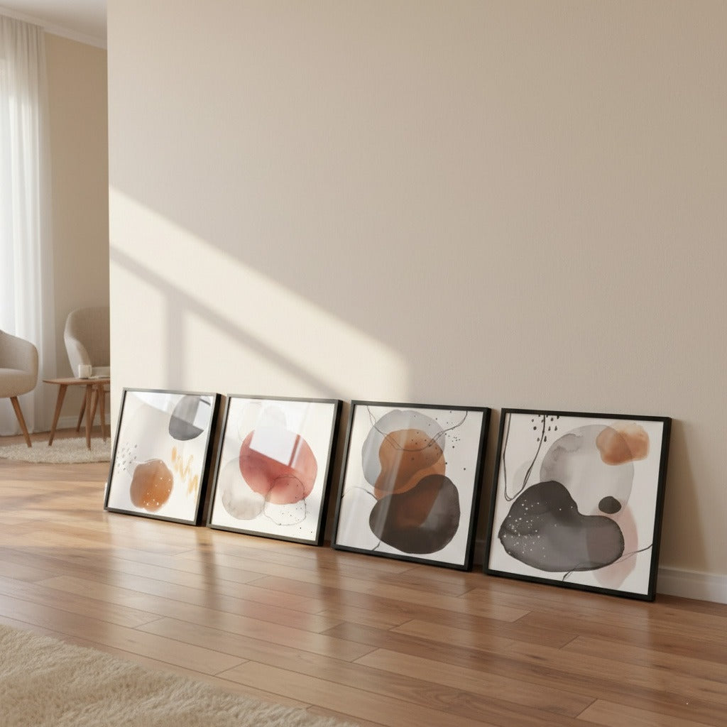 Colorful Watercolor Stain Badge (4Panel) Wall Art
