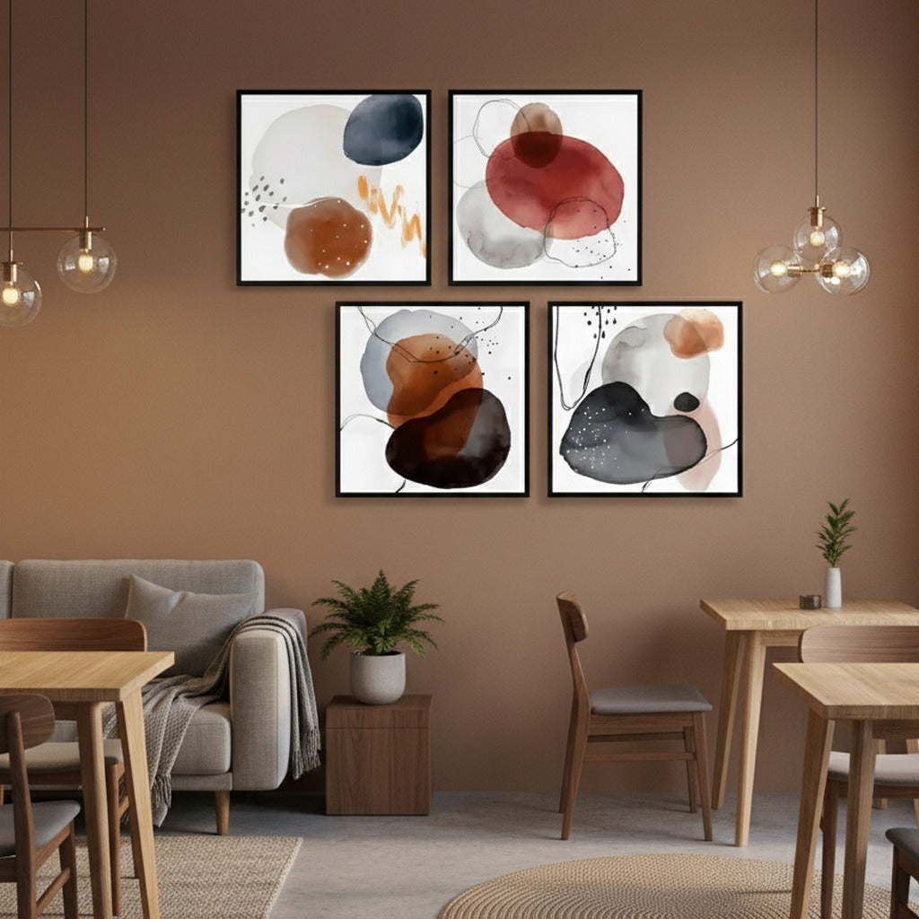 Colorful Watercolor Stain Badge (4Panel) Wall Art