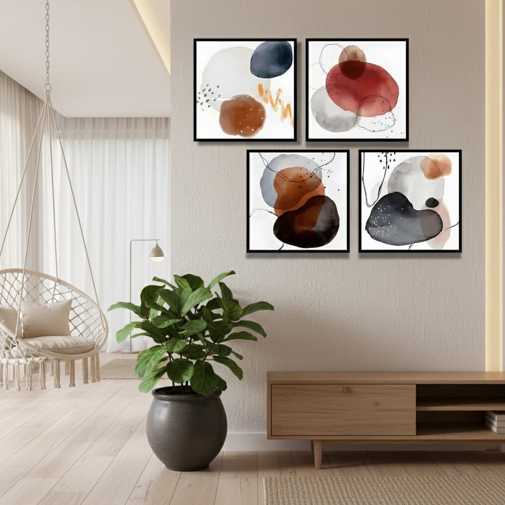 Colorful Watercolor Stain Badge (4Panel) Wall Art