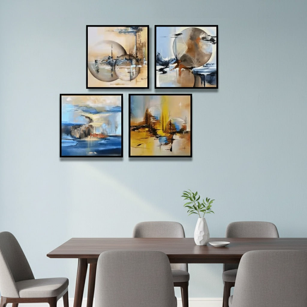 Generic Hand Painted Abstract Colorful (4Panel) Wall Art