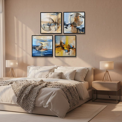 Generic Hand Painted Abstract Colorful (4Panel) Wall Art
