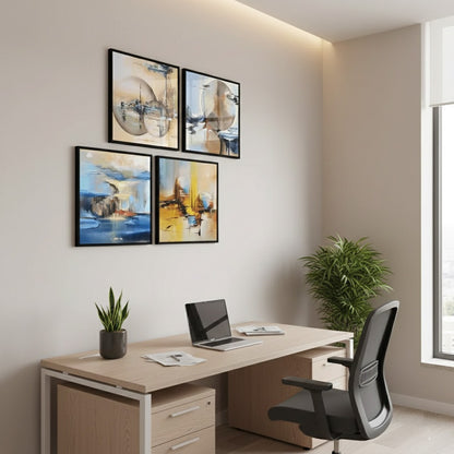 Generic Hand Painted Abstract Colorful (4Panel) Wall Art