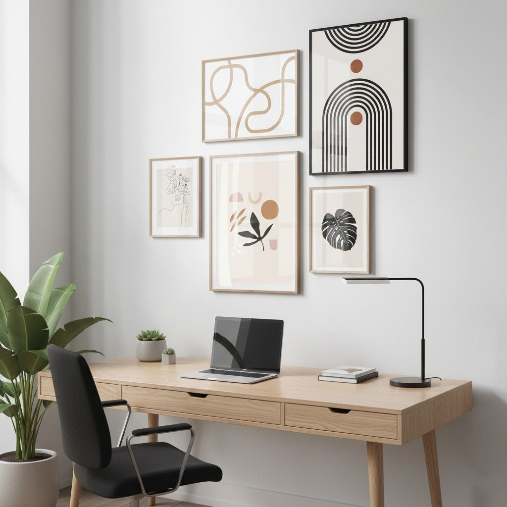 SET OF 5 (ABSTRACT & LEAVES)