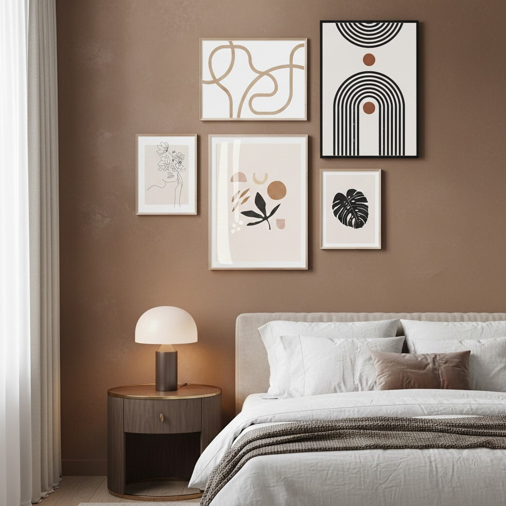 SET OF 5 (ABSTRACT & LEAVES)